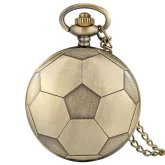 Soccer Pocket Watch with Fob Chain Pendant Bronze Soccer Pocket Watch